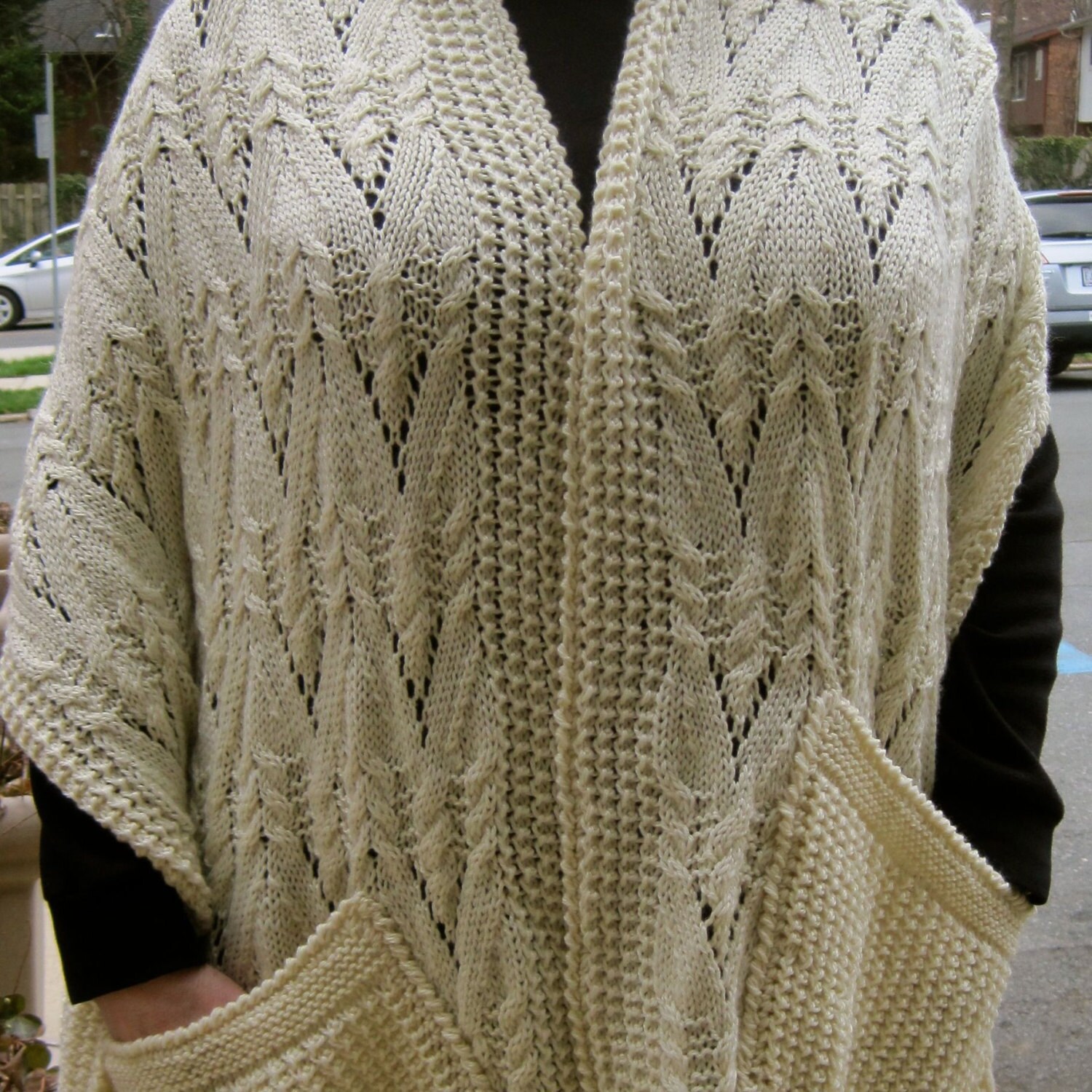 Knit Shawl Pattern Warm Galway Pocket Shawl Knitting Pattern Etsy