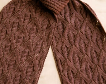 Knit Scarf Pattern:  My Favorite Cable Lace Turtleneck Scarf Knitting Pattern