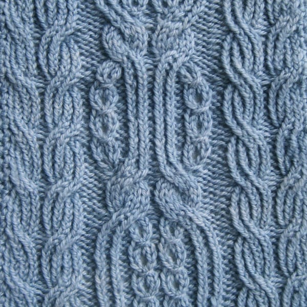 Knit Scarf Pattern:  Kofu Turtleneck Cabled Scarf Knitting Pattern