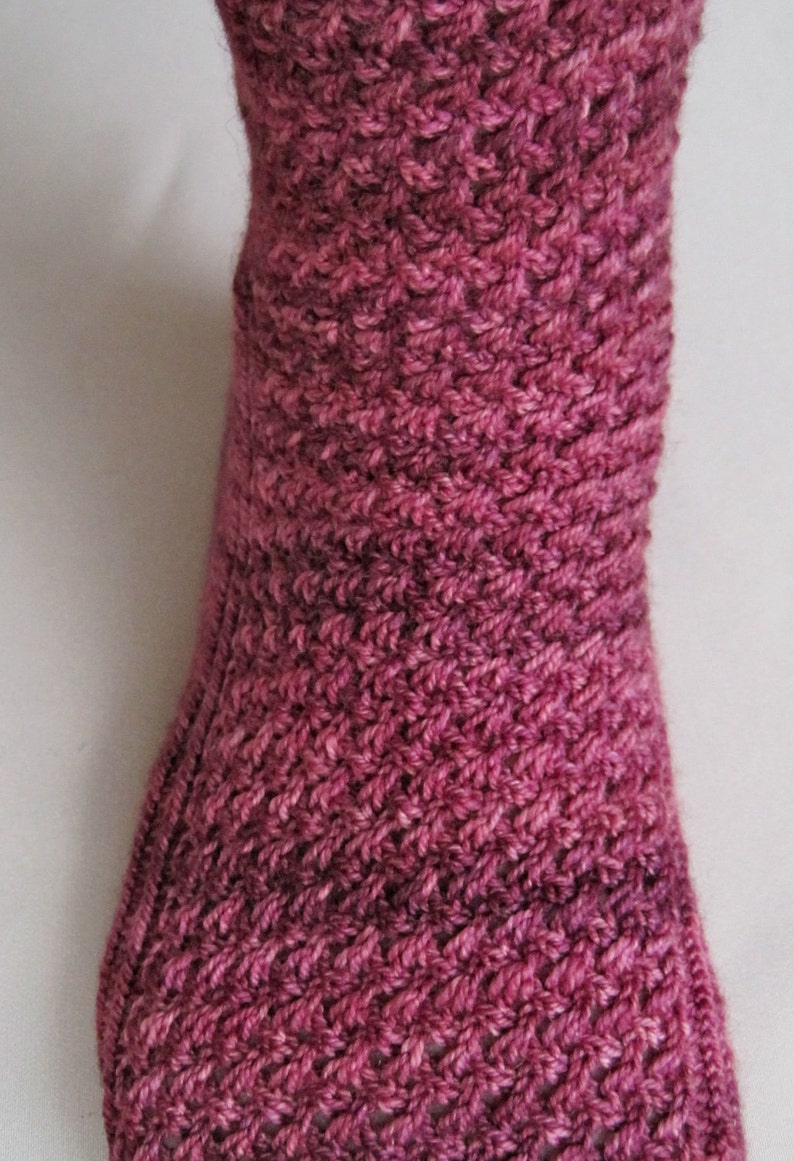 Knit Sock Pattern: Twisted Mesh and Side Cable Knitted Sock Pattern image 3