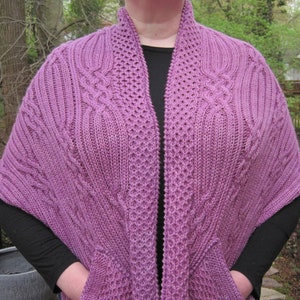 Knit Shawl Pattern:  Warm Kazan Pocket Shawl Knitting Pattern