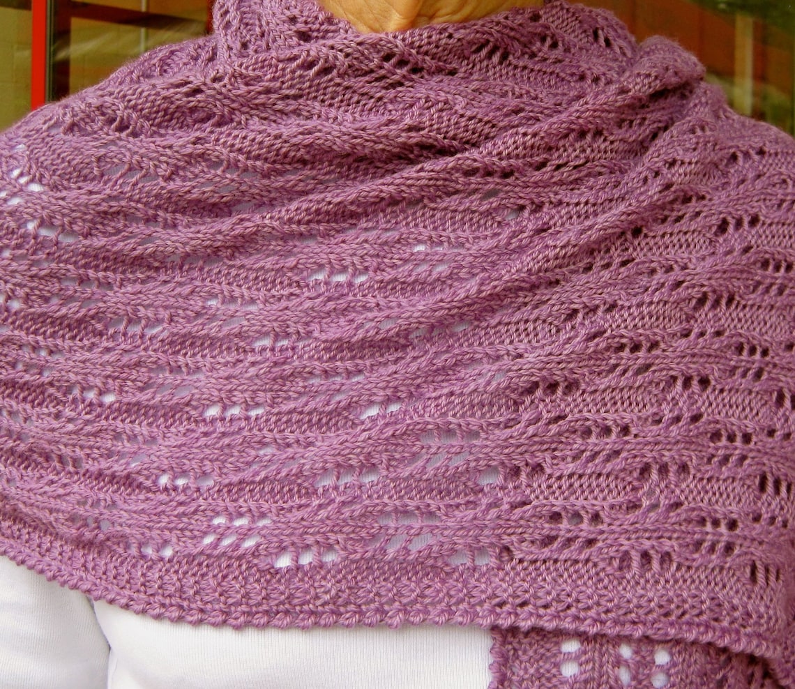 Knit Wrap Pattern Easy Eyelet Lace Shawl Knitting Pattern Etsy