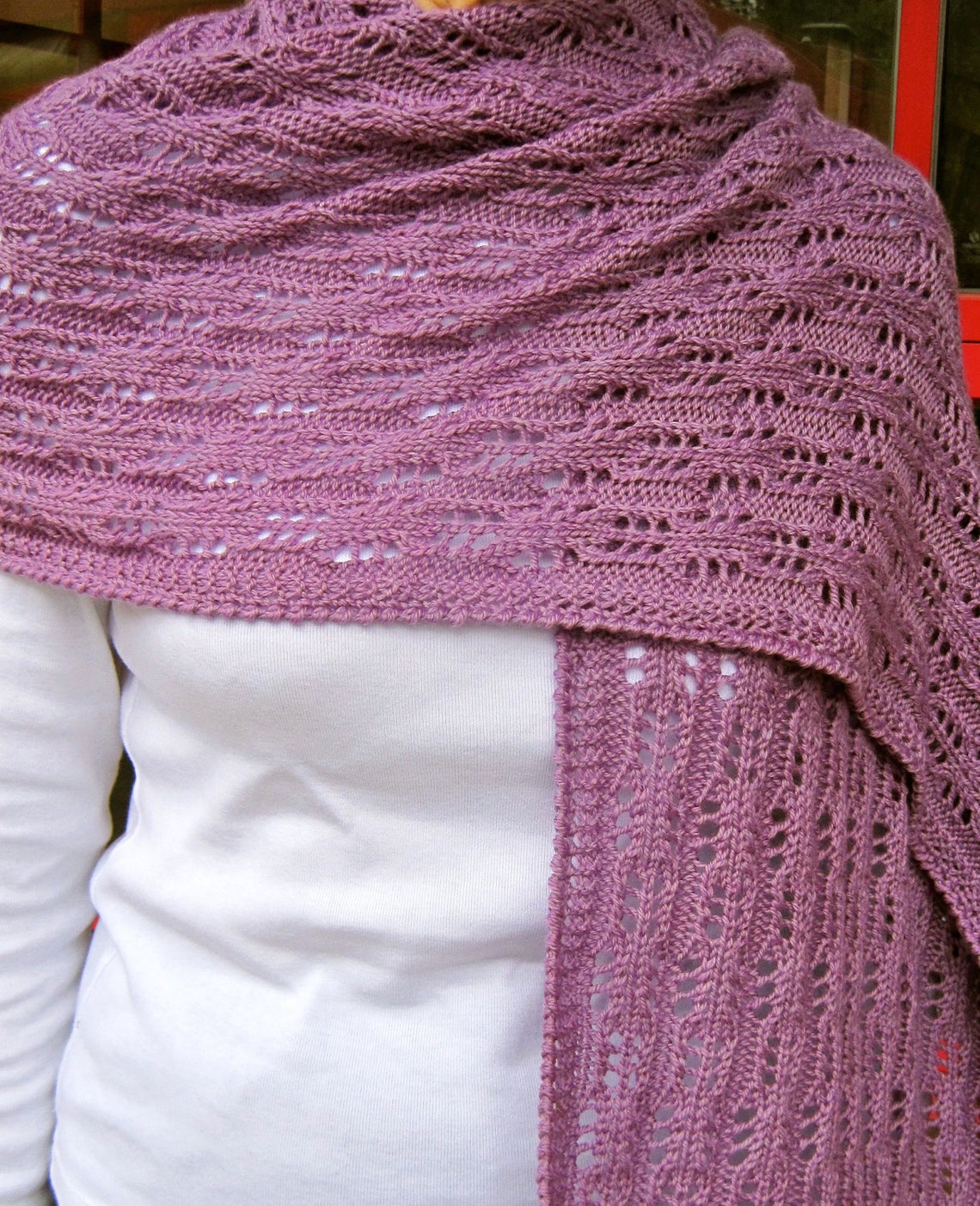 Knit Wrap Pattern Easy Eyelet Lace Shawl Knitting Pattern Etsy