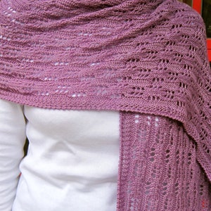 Knit Wrap Pattern:  Easy Eyelet Lace Shawl Knitting Pattern
