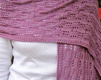 Knit Wrap Pattern:  Easy Eyelet Lace Shawl Knitting Pattern