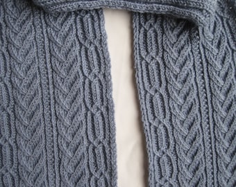 Knit Scarf Pattern:  Durance Alpine Cabled Scarf Knitting Pattern