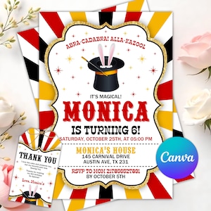 Magic Party Invitation, Magic Birthday Invitation, Magician Invitation, Magic Show Invitation, Magic Show Birthday Party, Digital Canva