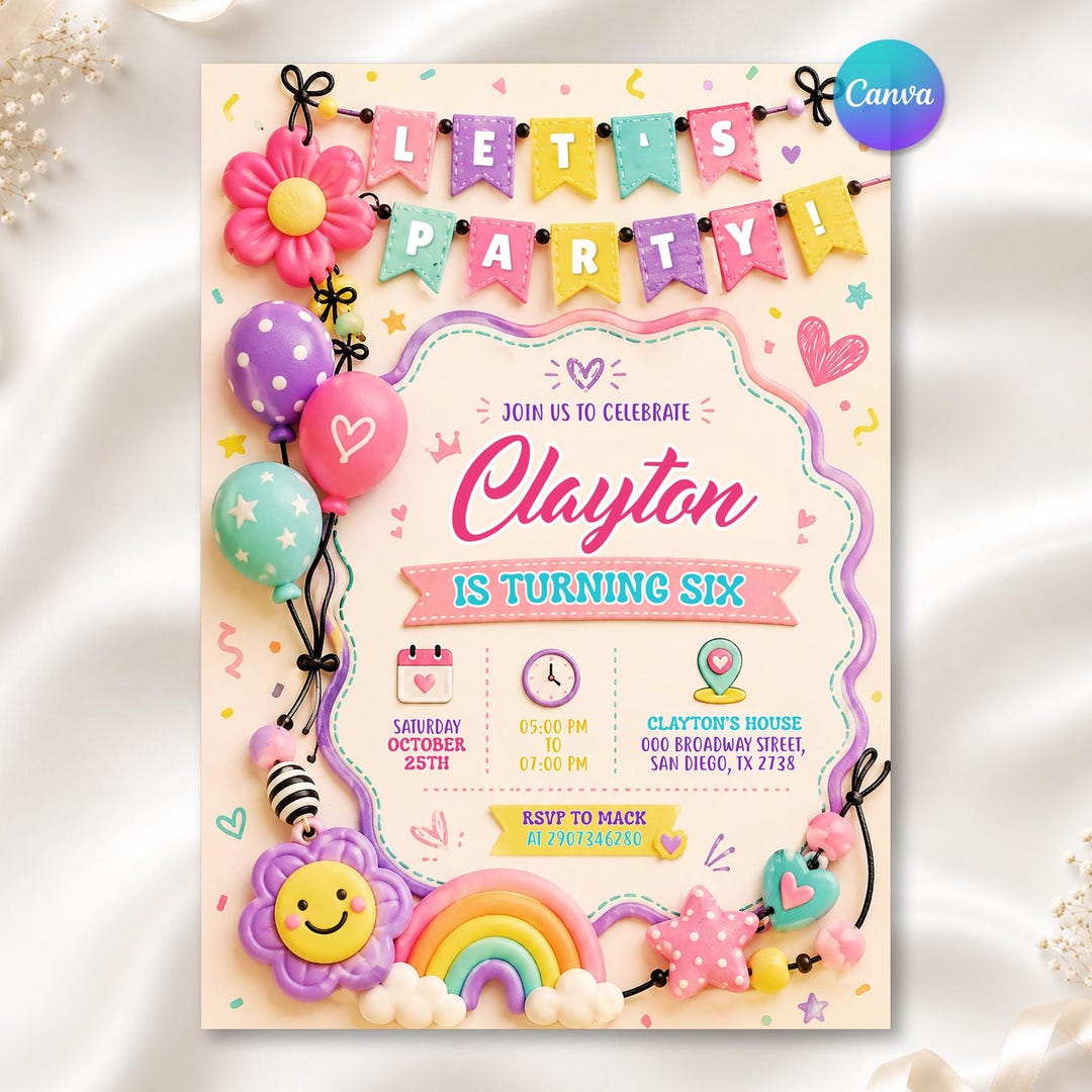 Pastel Charm Bracelet Birthday Invitation, Jewelry Making Party Invite ...