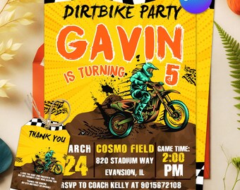 Dirt Bike Birthday Invitation,Dirt Bike Adventure Invite,Motocross Birthday Invite,Motorbike Invite,Instant Download,Editable,Canva