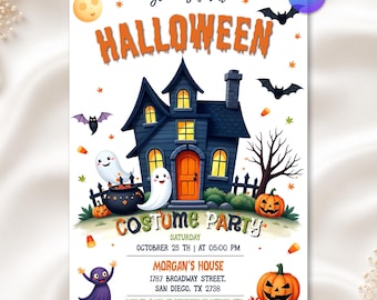 Editable Halloween Costume Party Invitation, Halloween Birthday Invitation template, Halloween Party Invitation, Halloween Invitation