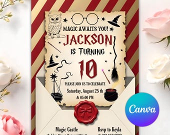 Wizard Birthday Invitation, Wizards Witches Birthday Invitation, Castle Wizardry invite, Magical Birthday Boy Girl, Magical Birthday Invite