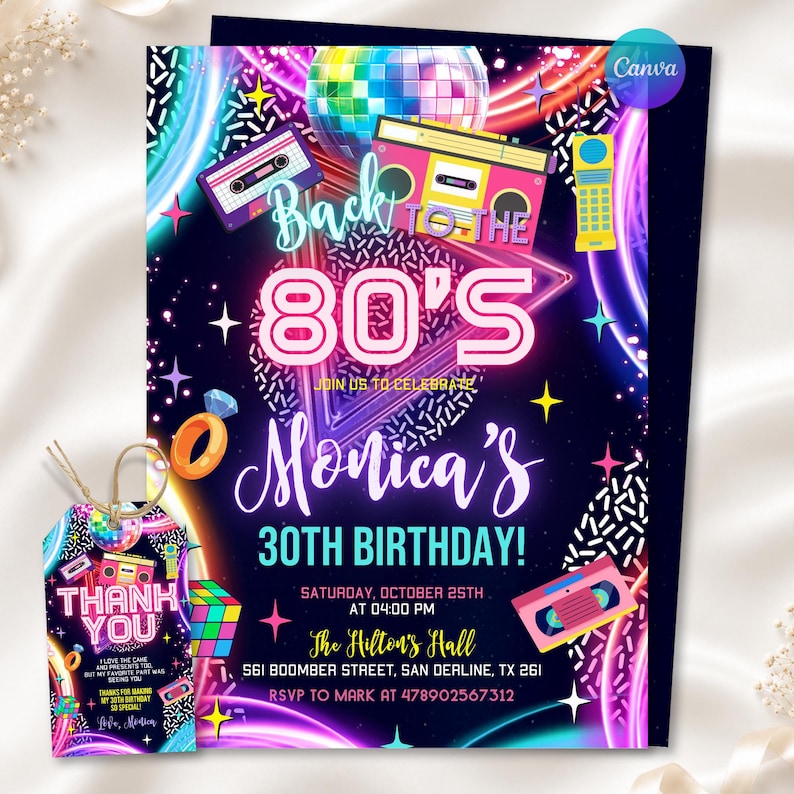80s Invitation,Retro 80s Birthday,80s Birthday,80s Birthday Party,80s Party Invitation,80s Rock Party,Retro 80s Invitation,1980s Invitation,Digital Art,Digital Download,Invitations Wedding,Birthday Gift,Birthday Card