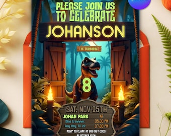 Editable Dinosaur Invitation, Dinosaur World Invite, T-Rex Party Invite, Dinosaur Birthday Party Invitation, Jurrasic Any Age Bday Invite