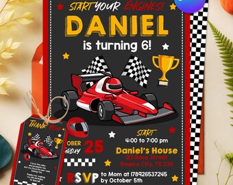 Go Kart Birthday Invitation, Racing Birthday Party Invitation, Karting Party Invite, Race Car Invite, Car Party Invitation, Editable Canva