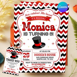 Editable Magic Birthday Invitation, Magician Birthday Party Invite, Magic Show Theme, Kids Birthday Invitation Template, Instant Download