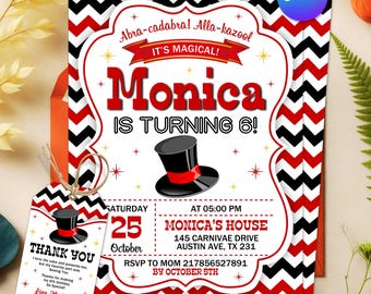 Editable Magic Birthday Invitation, Magician Birthday Party Invite, Magic Show Theme, Kids Birthday Invitation Template, Instant Download