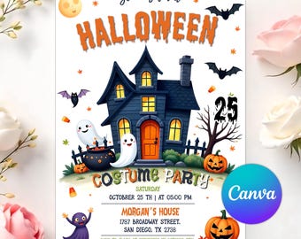 Editable Halloween Costume Party Invitation, Halloween Birthday Invitation template, Halloween Party Invitation, Halloween Invitation