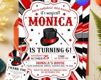Magic Birthday Invitation | Editable Magician Party Invite | Digital Download | Magic Show Theme | Printable Kids Birthday Template