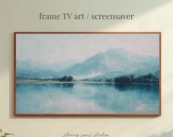 Serene Lake Frame TV Art, Vintage Oil Painting Desktop Wallpaper | 4K Digital Download TV25115