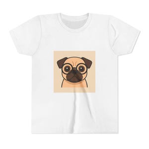 Funny Pug Youth Tee, Cute Dog T-Shirt for Kids, Pet Lover Gift, Birthday Shirt, Animal Lover Apparel, Summer Fun Top