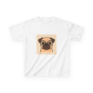 Adorable Pug Kids Tee, Cute Cartoon Shirt, Pet Lovers Gift, Kids Birthday Outfit, Fun Animal Themed Apparel