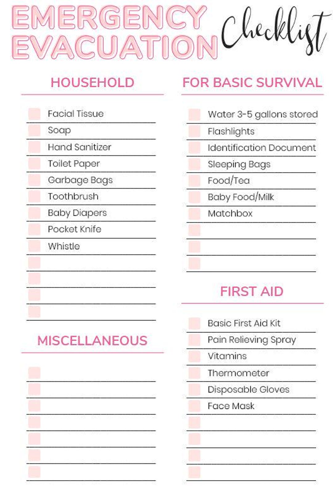 Emergency Evacuation Checklist Family Disaster Preparedness Go Bag emergency-evacuation-checklist-family-disaster-preparedness-go-bag