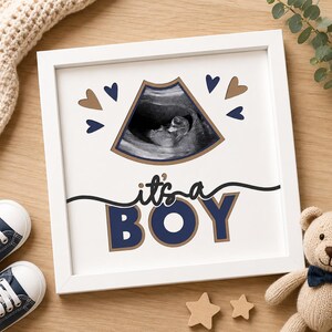 Sonogram Picture Frame Keepsakes, Sonogram Baby Boy Decor,Baby Boy Shower Decor,Baby Announcement Decor, Gender Reveal Decor, Pregnancy Gift
