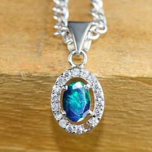 Black Opal Pendant Necklace: 925 Sterling Silver, AAA Ethiopian Opal.