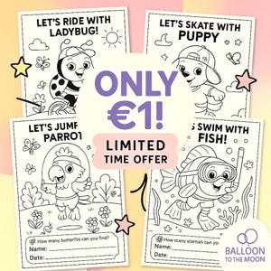 Dibujos para colorear de deportes de verano para niños: 10 divertidos animales deportivos + Juego extra - Descarga instantánea en PDF (A4 + Carta EE. UU.)