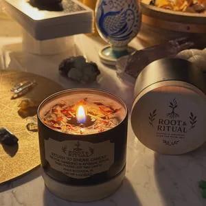 Candela da 4 once "Restituisci al mittente" con carta magica / Rituale di esilio e inversione / Protezione Hoodoo dal lavoro sulle radici