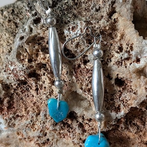 Handmade Vintage Turquoise and Sterling Silver Earrings