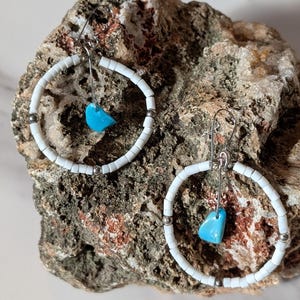 Handmade Vintage Turquoise, Sterling Silver, and Heishi Earrings