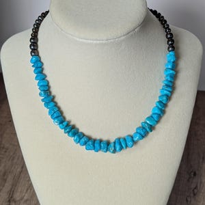Vintage Handmade Sterling Silver and Turquoise Nugget Necklace