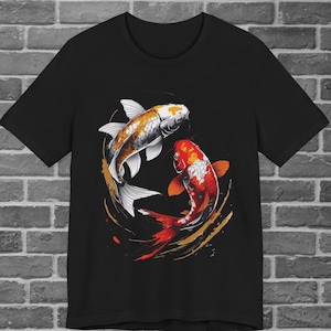 Koi Fish Short Sleeve Tee, t-shirt Japan, Relaxed Unisex T-Shirt for Nature Lovers, Gift for Aquatic Life Fans, Casual Summer Wear