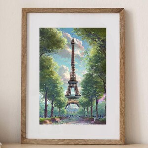 Paris Eiffel Tower Illustration - French Style - Modern Decor Poster - Wall Art - Design - Vibrant - Paris Print