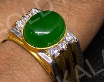 Handmade Green Jade Ring: Sterling Silver Wedding Engagement Jewelry