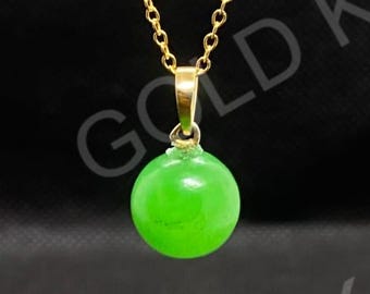 Vintage Green Jade Ball Pendant: Sterling Silver, Handmade Jewelry