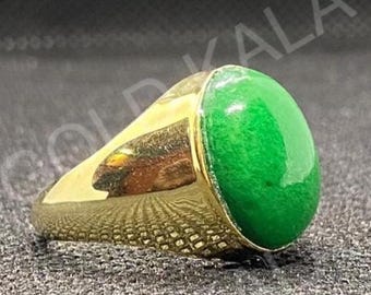 Vintage Real Green Jade Ring: Sterling Silver 925 Engagement, Handmade