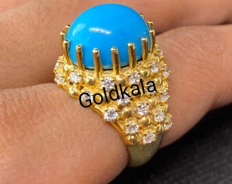 Vintage Turquoise Engagement Ring: Handmade Sterling Silver Unisex Wedding Band