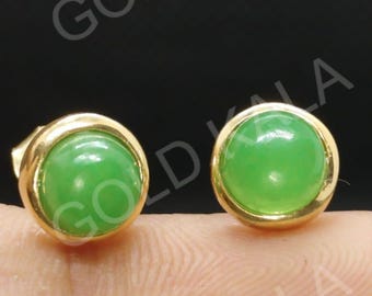 Antique Victorian Green Jade Earrings: 14k Gold Plated Sterling Silver