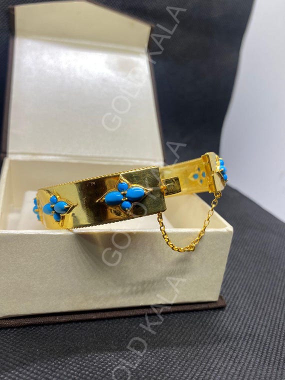 ヴィンテージ ターコイズ バングル：スターリングシルバー、7.5インチ