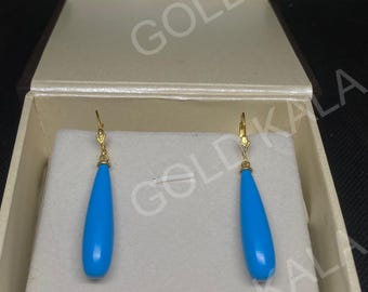 Handmade Turquoise Dangle Earrings: Sterling Silver Lever Back, Vintage Style