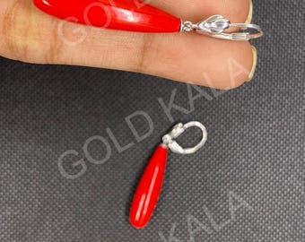 Art Deco Coral Drop Earrings: Sterling Silver Lever Back, Handmade