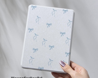 Blue Bow Kindle Case, Magnetic Back, Kobo Case, Kindle Paperwhite 12th 7, Paperwhite 11th 6.8, Detachable Magnetic, Kindle Cover Clear back
