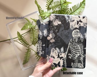 Étui pour Kindle en papier blanc The Skull, Kindle 11e génération, Paperwhite 12e 7 pouces, fond transparent pour Kindle, étui Kobo, Kindle Colorsoft 2024, Kindle Basic