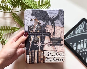Custodia Dragon Kindle, custodia Kobo, magnetica staccabile, cinturino da polso, retro trasparente