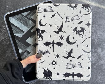 Custodia per Kindle Paperwhite con drago, custodia per Paperwhite 12a generazione da 7", custodia magnetica rimovibile, retro trasparente per Kindle, custodia per Kindle 11a generazione 2024, custodia per Kobo