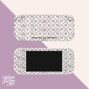 Skin violet à fleurs pour Nintendo Switch, Nintendo Switch 2, autocollant pour console OLED Switch, Joy-Cons, film vinyle 3M, autocollant pour Switch Lite, protection pour station d'accueil
