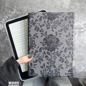Custodia Kindle Rosa Nera, Retro Magnetico, Custodia Kobo, Kindle Paperwhite 12a edizione 7", Paperwhite 11a edizione 6.8", Magnetica Rimovibile, Retro Trasparente Kindle