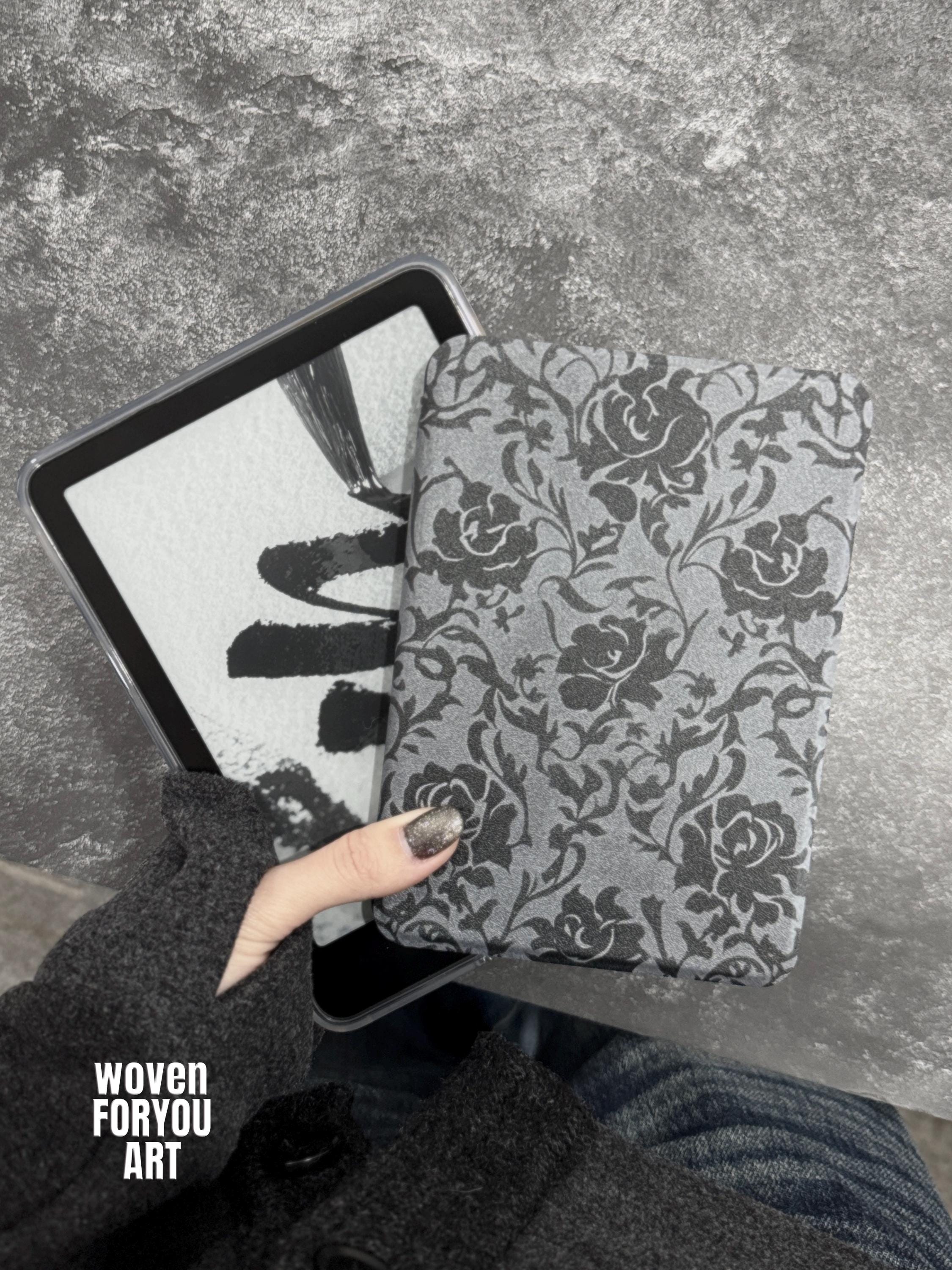 Black Rose Kindle Case, Magnetic Back, Kobo Case, Kindle Paperwhite 12th 7, Paperwhite 11th 6.8, Detachable Magnetic, Kindle Clear back